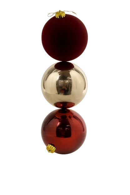Juego de Esferas Vino, Dorado y Rojo 3 piezas – 12 cm