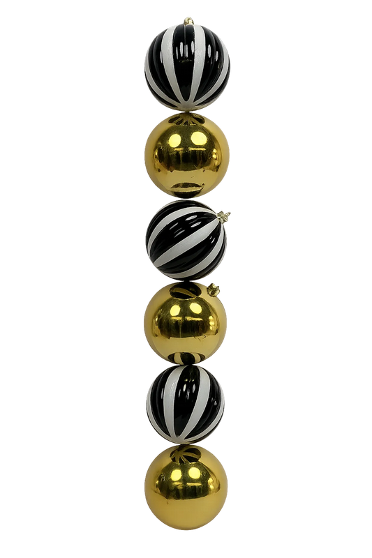 Juego de Esferas Negro y Dorado 6 piezas – 10 cm