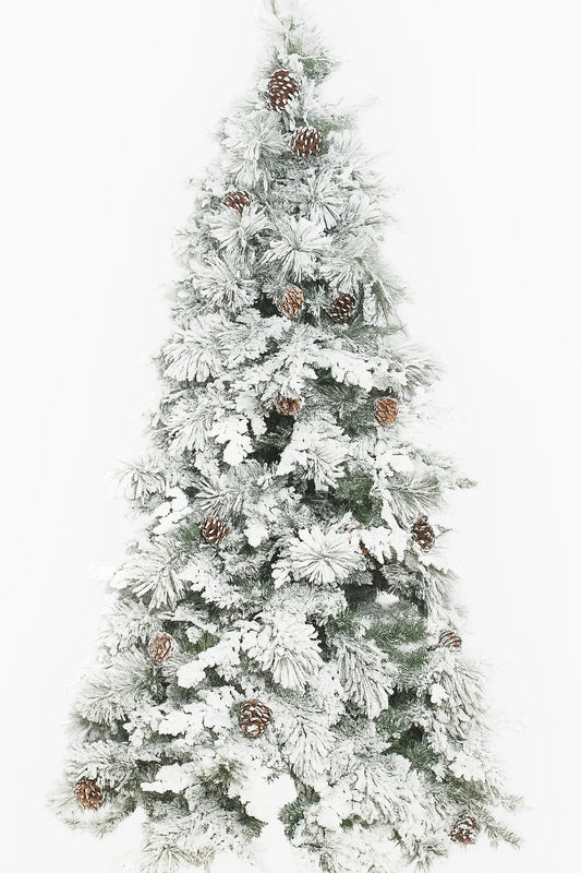 Árbol de Navidad Nevado con Piñas – 270 cm