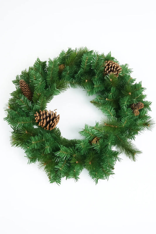 Corona Verde con Piñas – 60 cm