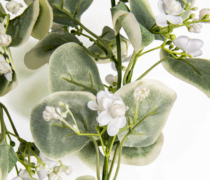 Guirnalda Artificial Verde de 190 cm con Flores Blancas