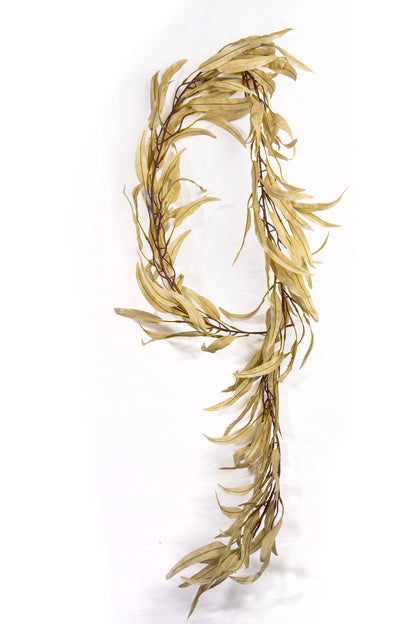 Guirnalda Decorativa de Hojas Beige 180 cm – Follaje Sintético Estilo Seco para Interior y Eventos