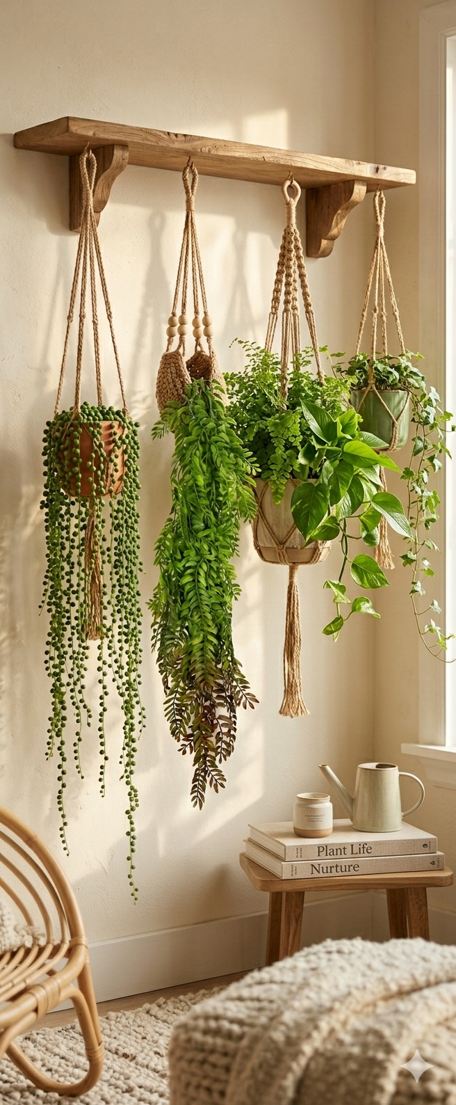 Follaje Colgante Artificial Tipo Helecho Verde 89 cm