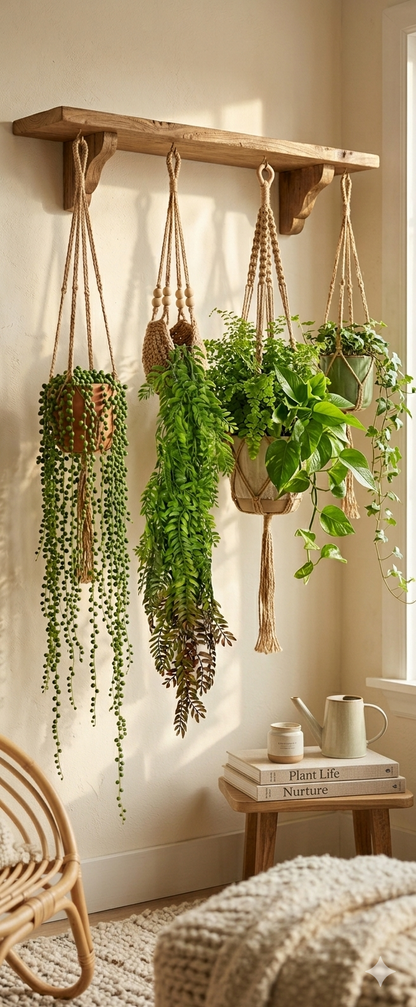 Follaje Colgante Artificial Tipo Helecho Verde 89 cm