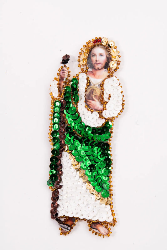 Aplicación de Lentejuela San Judas Tadeo 15.5 cm Decorativa | Ideal para Ropa, Accesorios y Manualidades
