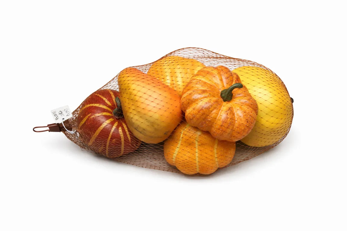 Set de seis calabazas decorativas multicolor