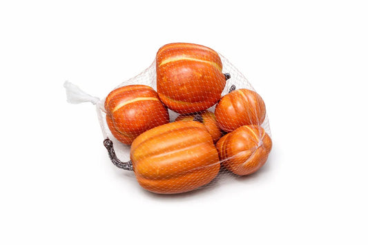 Set de seis calabazas decorativas color naranja