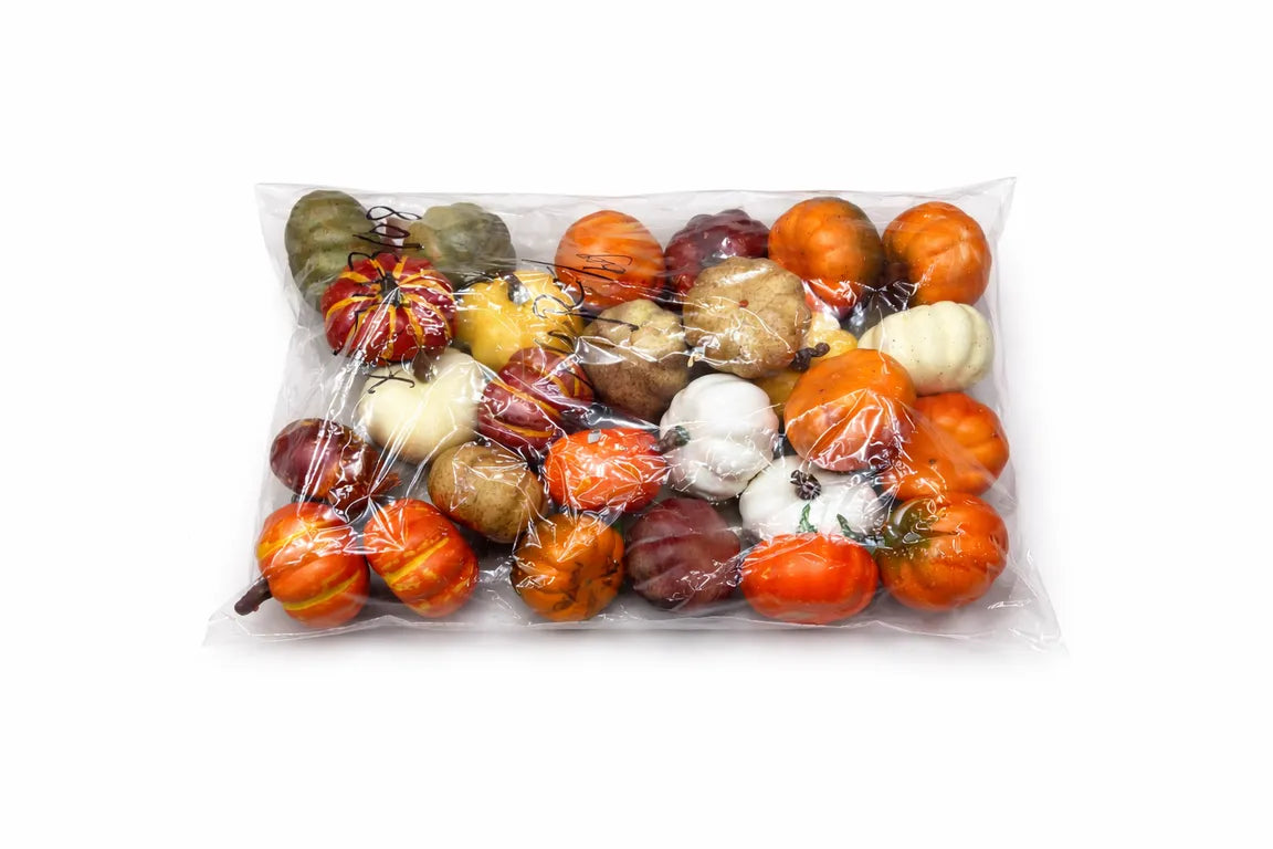 Paquete de 24 mini calabazas decorativas surtidas de 6.5 cm