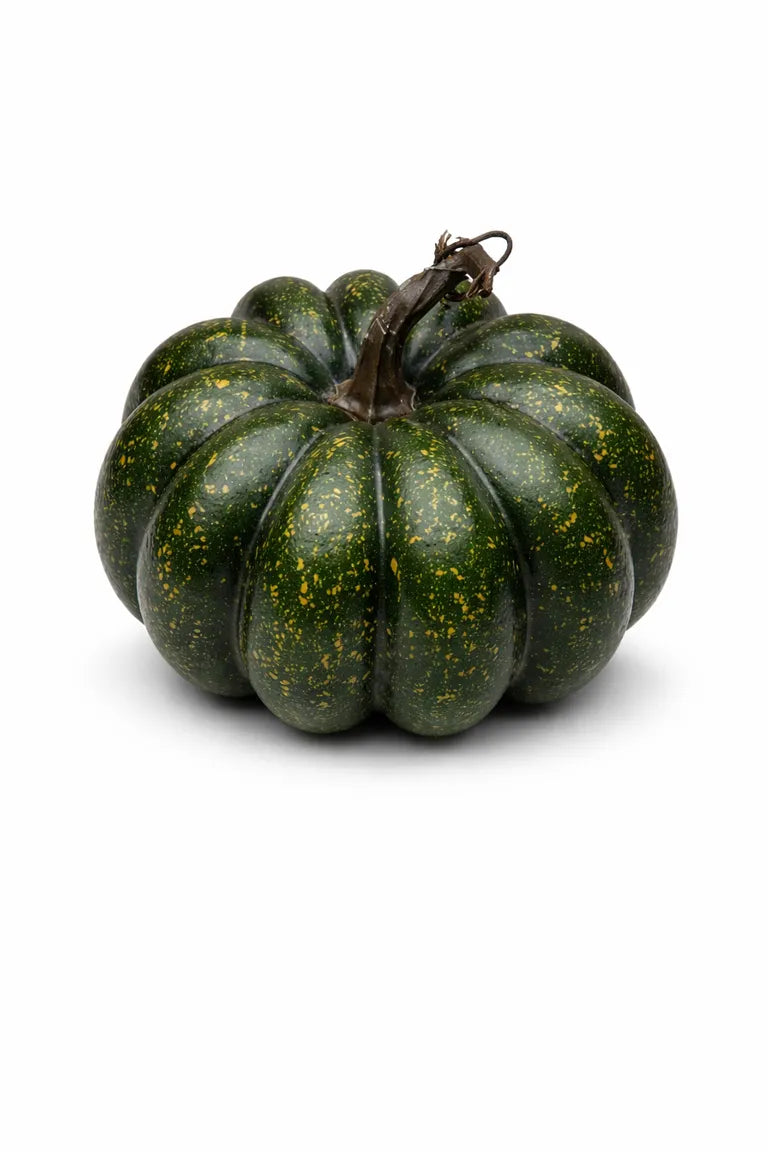 Calabaza decorativa verde moteada de 16 cm
