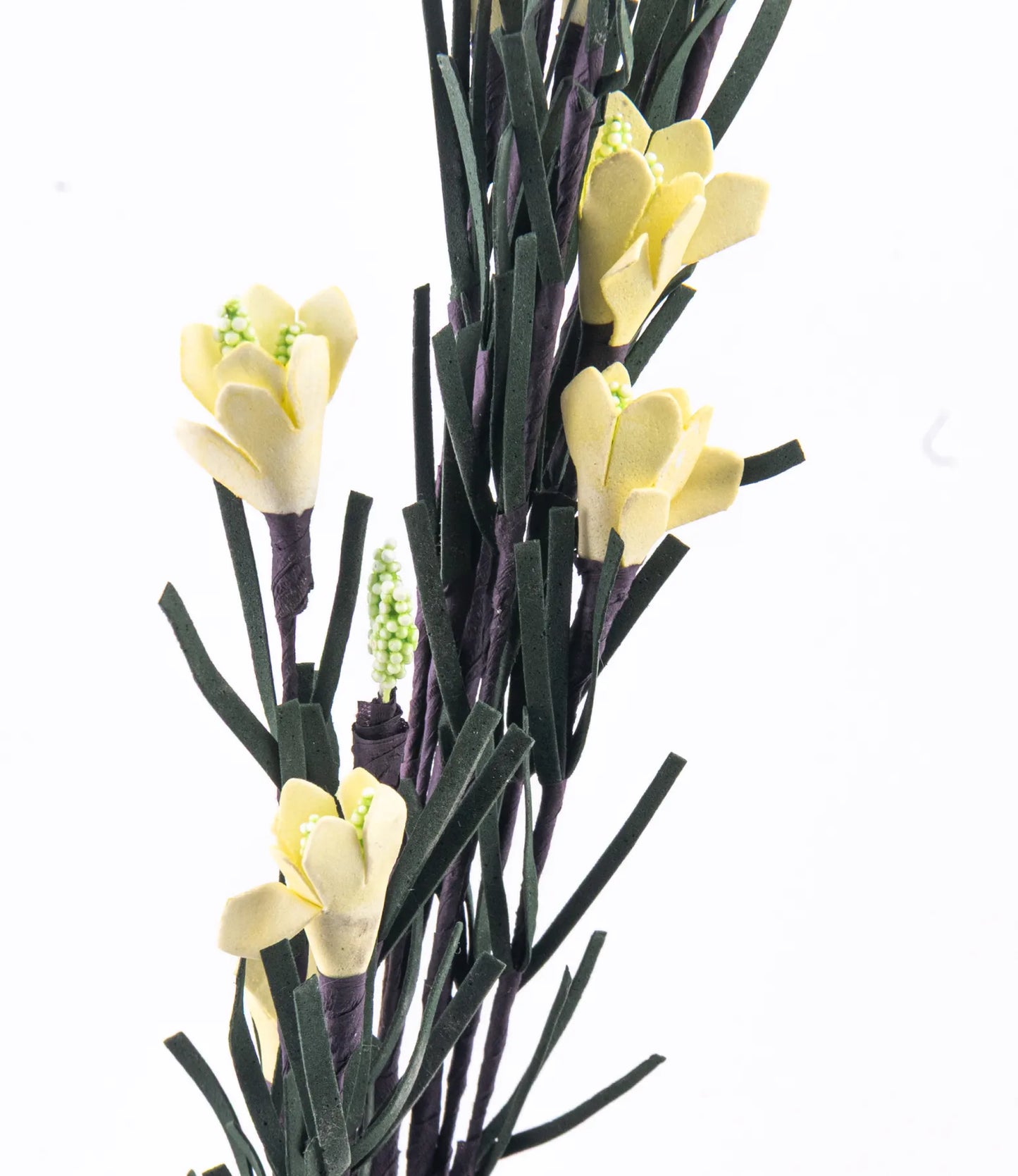 Vara Decorativa con Follaje y Flor Artificial Amarilla 70 cm | Ideal para Arreglos Florales y Decoración Interior