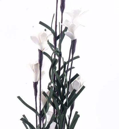 Vara Decorativa con Follaje y Flor Artificial Amarilla 70 cm | Ideal para Arreglos Florales y Decoración Interior