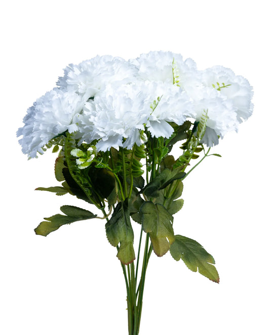 Ramo Claveles Blancos Artificiales 10 Cabezas 35 cm