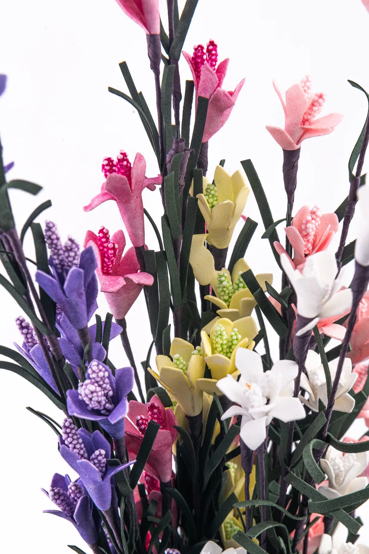 Vara Decorativa con Follaje y Flor Artificial Amarilla 70 cm | Ideal para Arreglos Florales y Decoración Interior