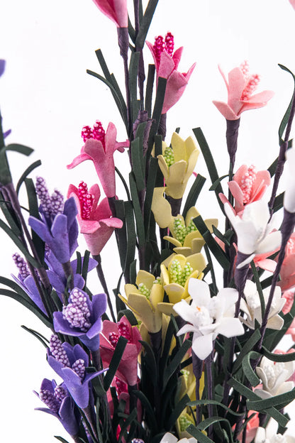 Vara Decorativa con Follaje y Flor Artificial Amarilla 70 cm | Ideal para Arreglos Florales y Decoración Interior