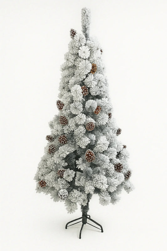 Árbol de Navidad Nevado con Piñas – 210 cm