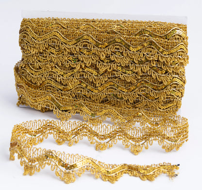Galón Metalizado Dorado 4 cm Ancho –  Rollo de 27 m