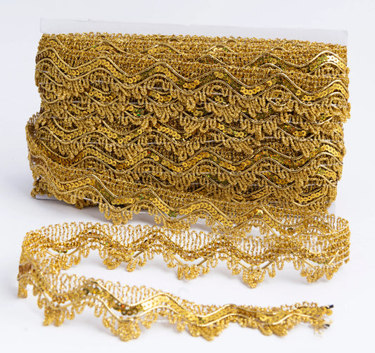 Galón Metalizado Dorado 4 cm Ancho –  Rollo de 27 m