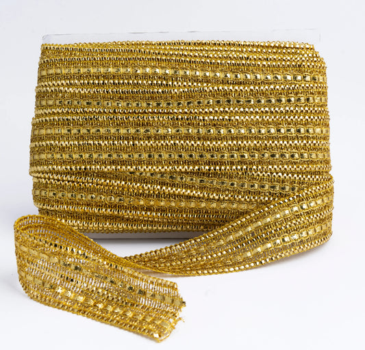 Galón Metalizado Dorado 4 cm – Rollo con 27 metros