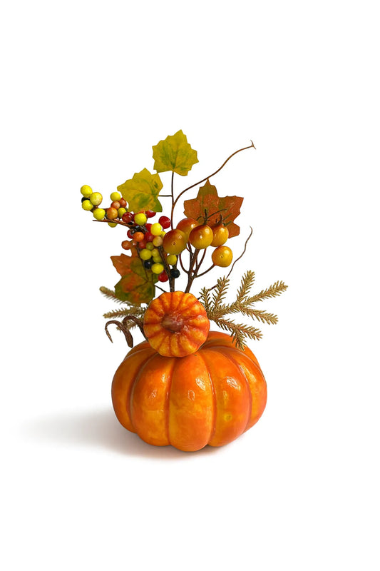 Pick De Calabaza Con Fruta Otoñal 20 cm – Decoración Otoñal Sintética