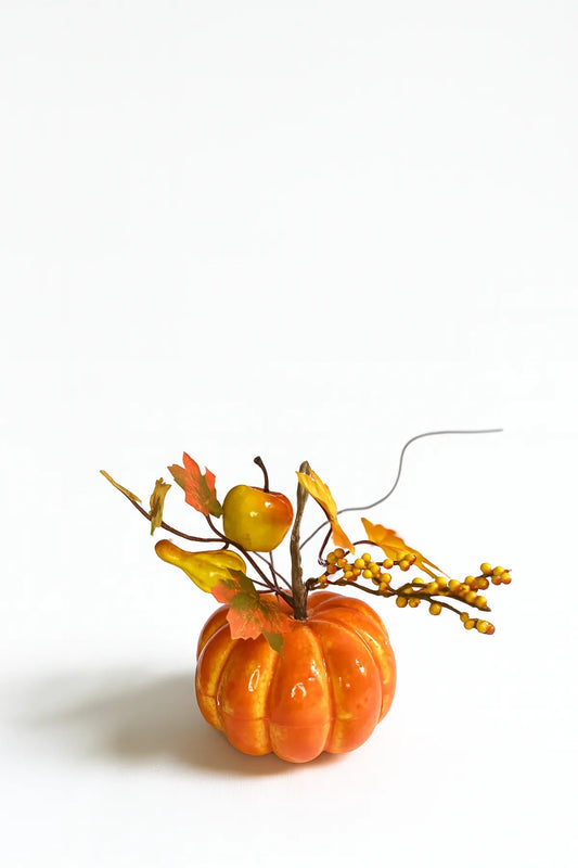 Pick De Calabaza Con Fruta Otoñal 20 cm – Decoración Otoñal Sintética