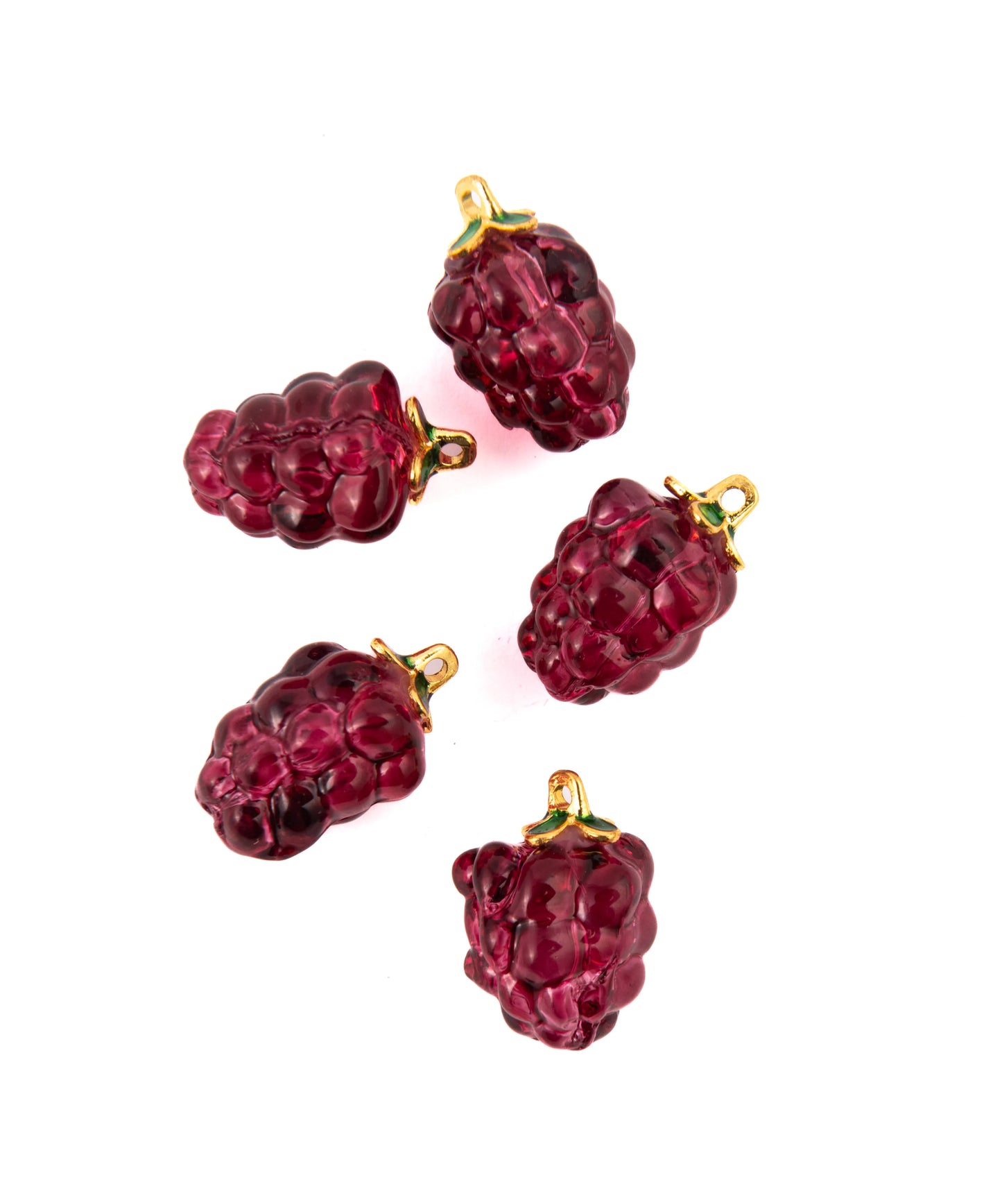 Dije Zarzamora de Cristal Rojo con Aro Dorado Paquete con 5 | Ideal para Bisutería, Collares y Pulseras DIY (Copia)