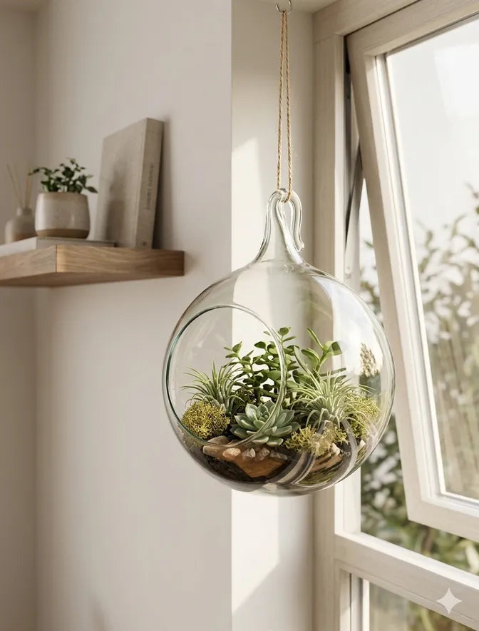 Terrario de Vidrio – Gota Transparente 15x19