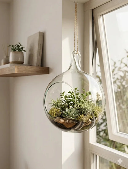 Terrario de Vidrio – Gota Transparente 15x19