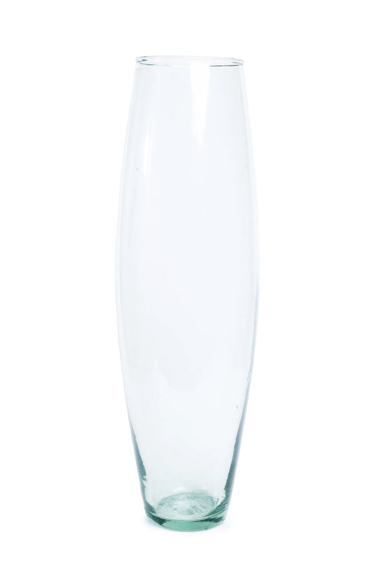 Florero de Vidrio Óvalo Transparente 14 cm x 47 cm de alto