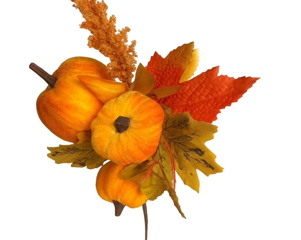 Follaje Otoñal Con Calabaza Terciopelo 33 cm